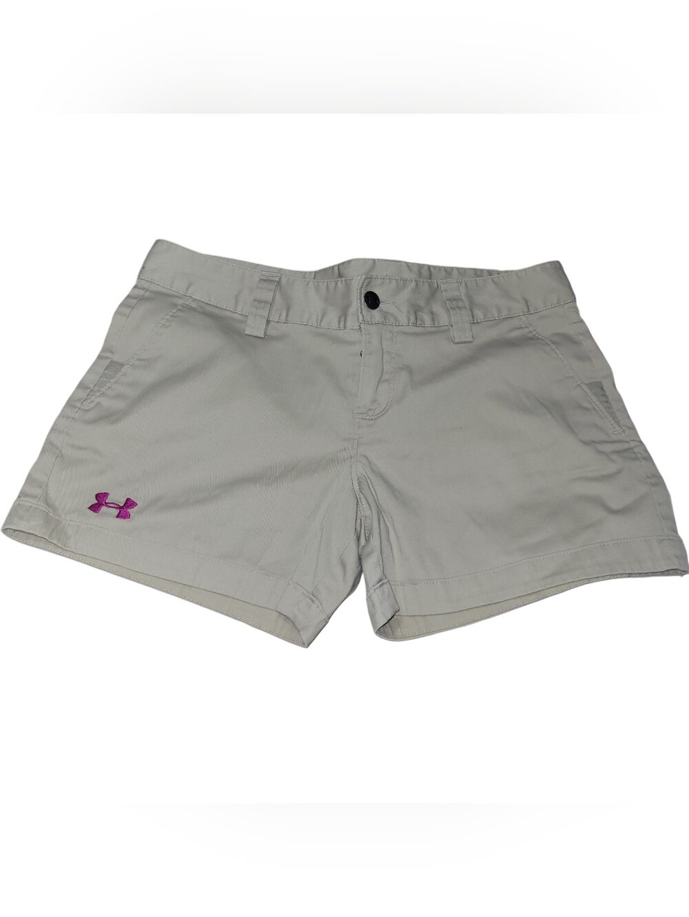 Under Armour Women's Beige  Shorts with Pink Logo